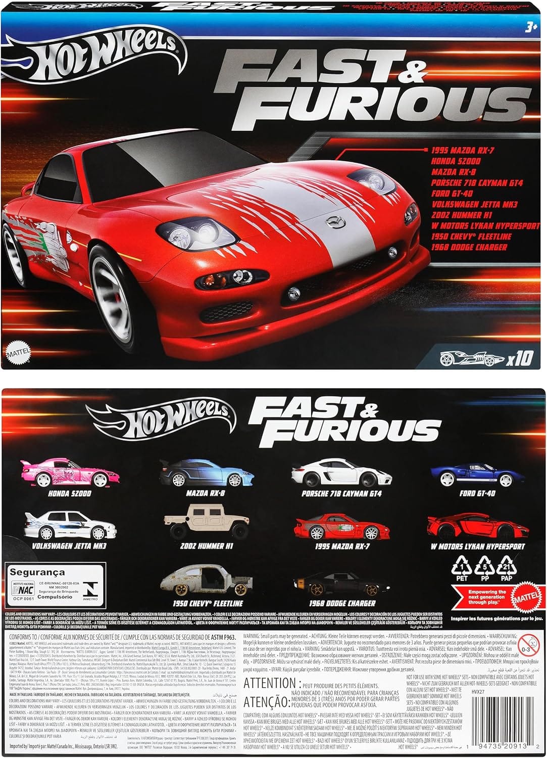 PRE-ORDER - FAST AND FURIOUS SET OF 10 CARS IN A BOX